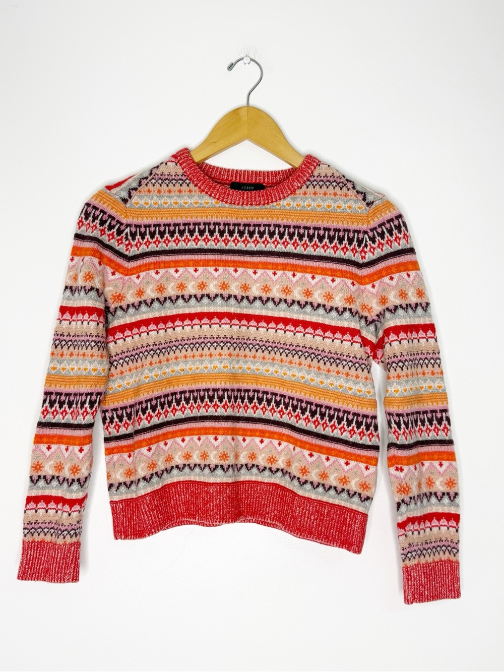 J.Crew Fair Isle Crewneck Sweater Small Wool Blend BD415 Multicolor